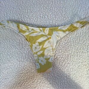 L*Space Itsy Cut Bikini Bottom Floral Yellow And White Swimwear Large New